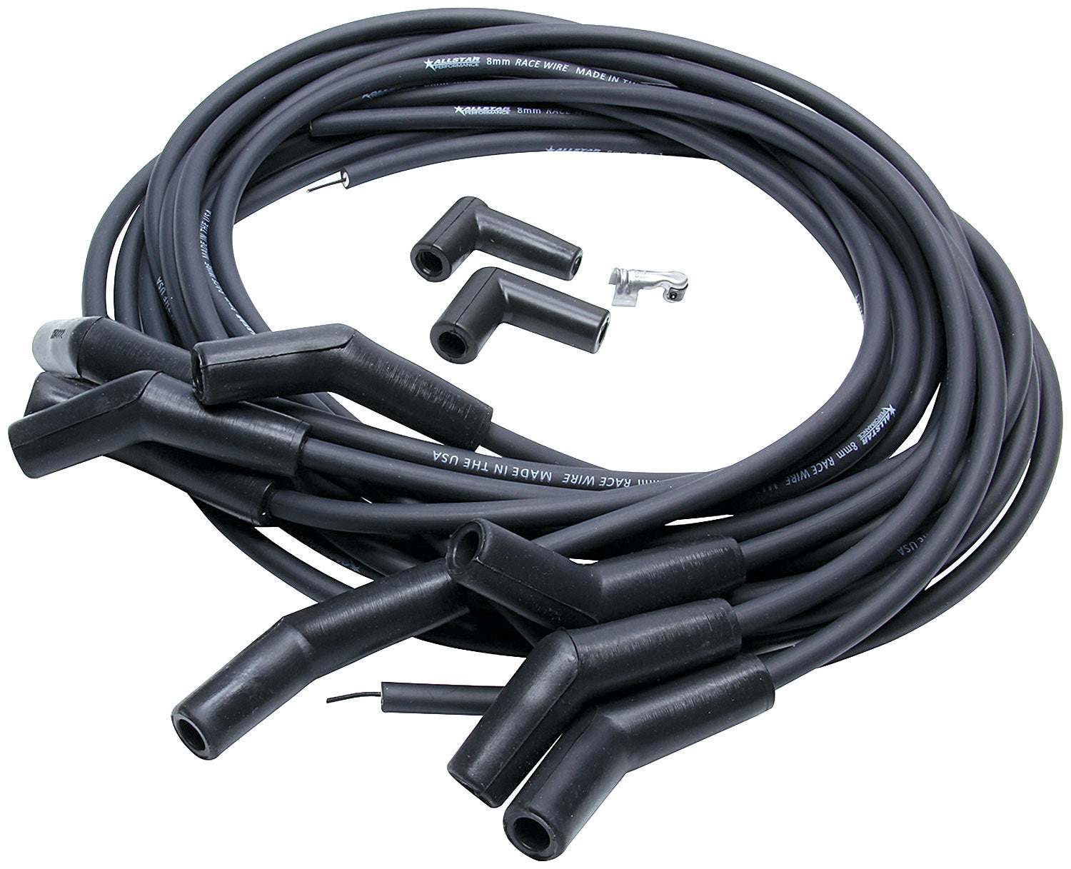 Allstar Performance ALL81361 Universal 8mm Spark Plug Wire Set with 135-Degree Boots and HEI Terminals