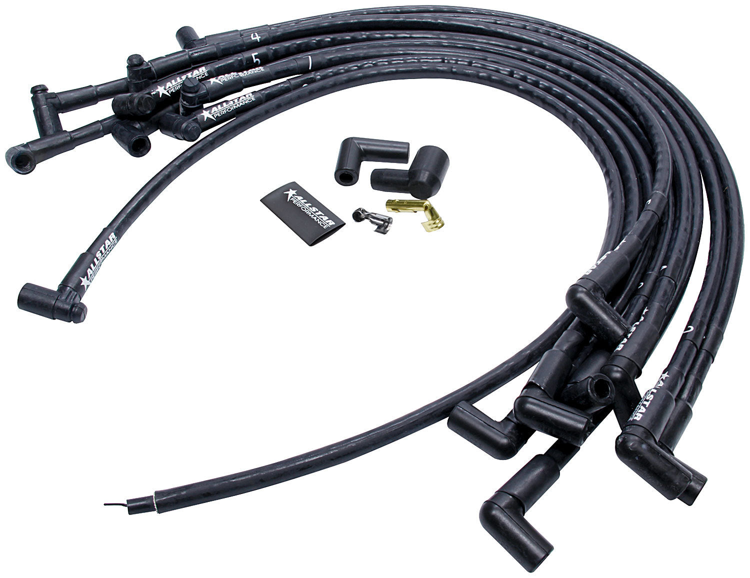 Allstar Performance ALL81371 Spark Plug Race Wire Set with Sleeving and 90 Degree Boots for Small Block Chevy