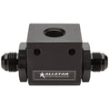 ALLSTAR Performance ALL90040 In-Line Oil Temperature Tee with 10AN Male Inlet and Outlet, 1/2 Inch NPT Female Port, Aluminum Black Anodized