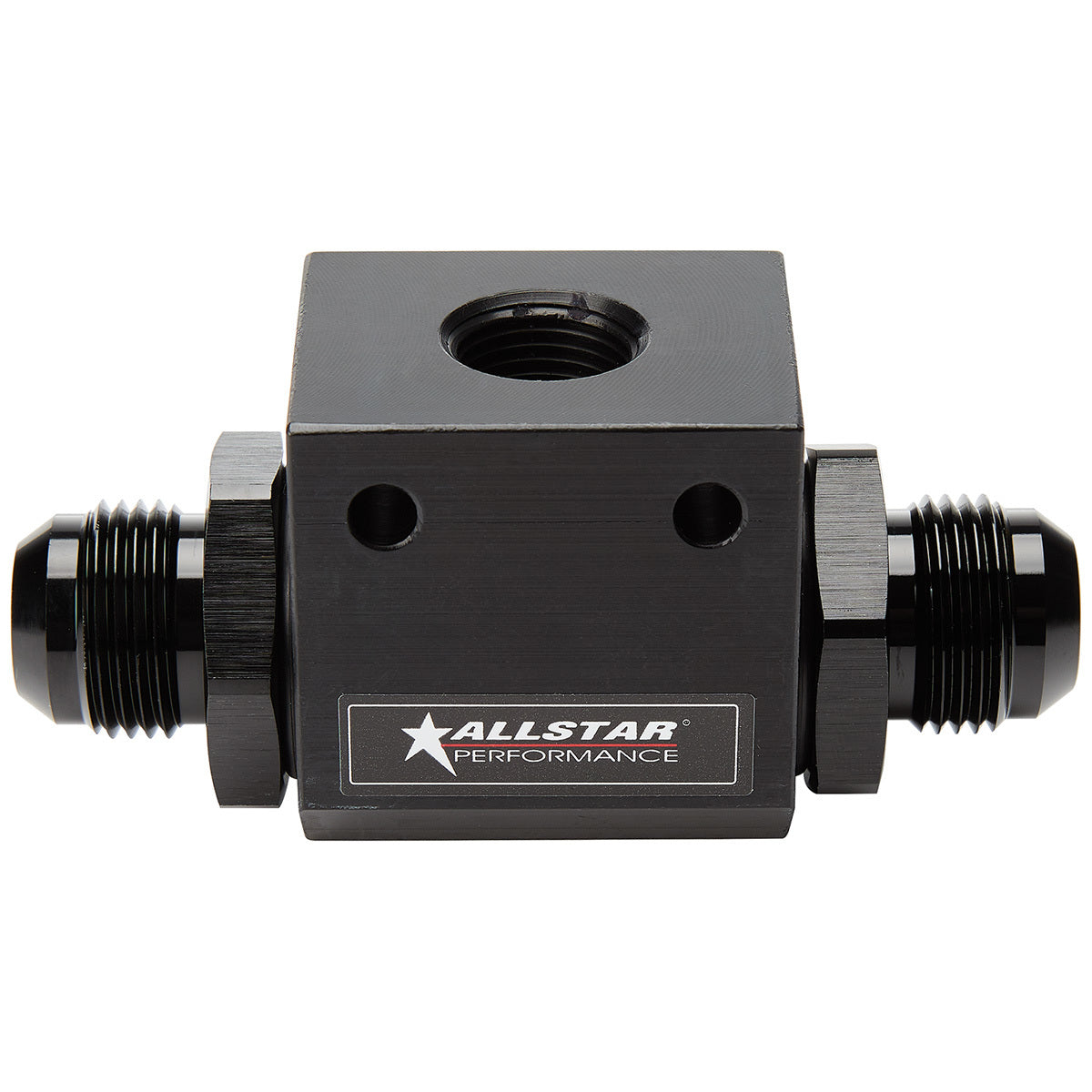 Allstar Performance ALL90041 In-Line Oil Temperature Tee with 12 AN Male Inlet and Outlet, 1/2 Inch NPT Female Port, Aluminum Black Anodized