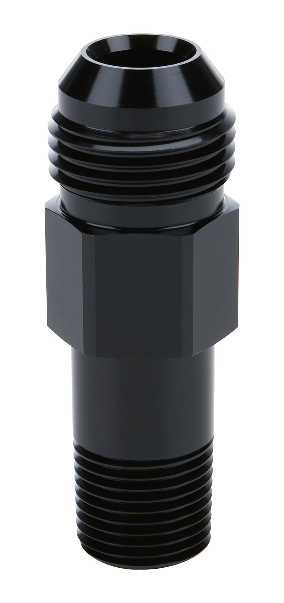 Allstar Performance ALL90044 Oil Inlet Fitting 1/2 Inch NPT Male to 12 AN Male, 3 Inch Length, Aluminum, Black Anodized