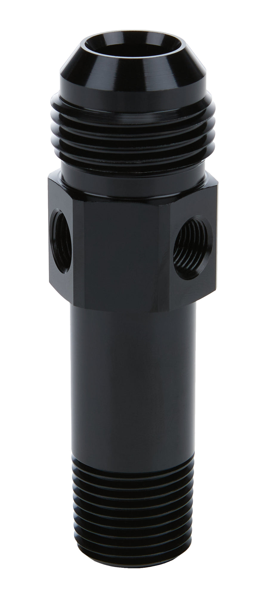 Allstar Performance ALL90045 Oil Inlet Fitting 1/2 Inch NPT to 12 AN, Straight Aluminum Black Anodized