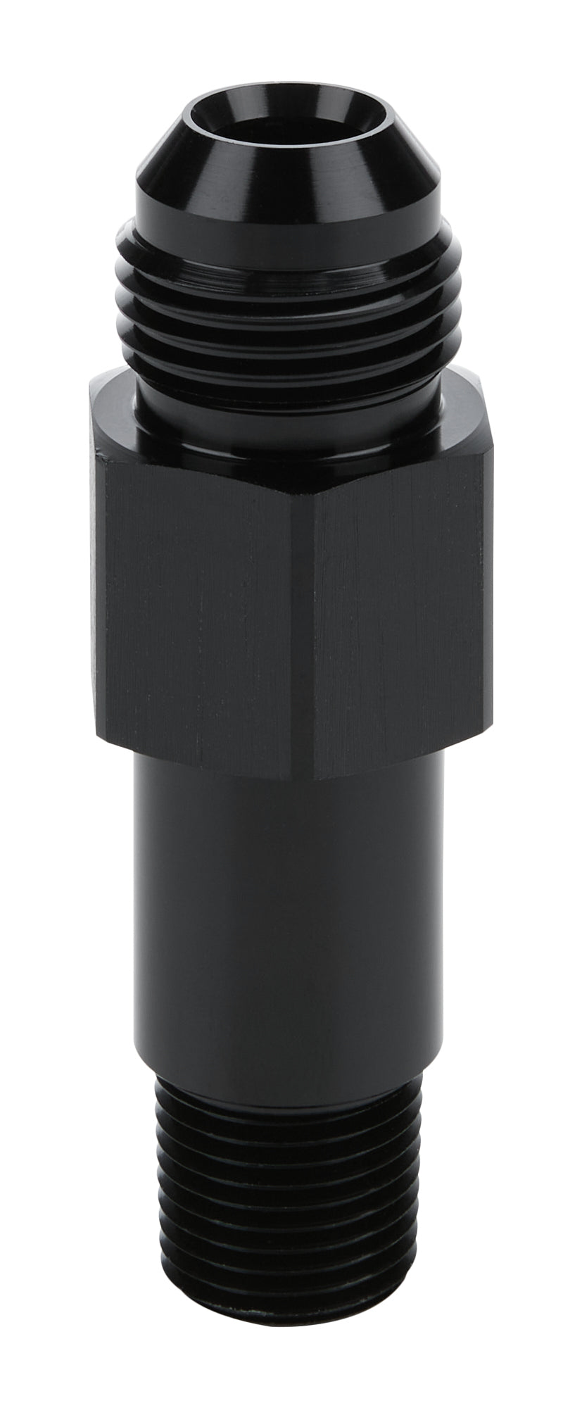 Allstar Performance ALL90048 Oil Inlet Fitting 3/8 Inch NPT to 10AN Male, 3 Inch Length, Aluminum Black Anodized