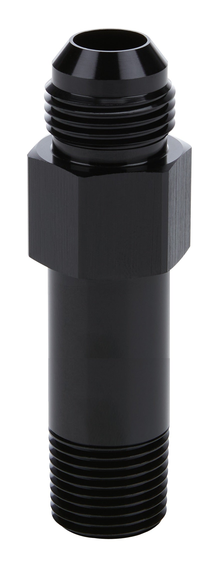 Allstar Performance ALL90049 Oil Inlet Fitting 1/2 Inch NPT to 10AN, 4 Inch Length, Aluminum, Black Anodized