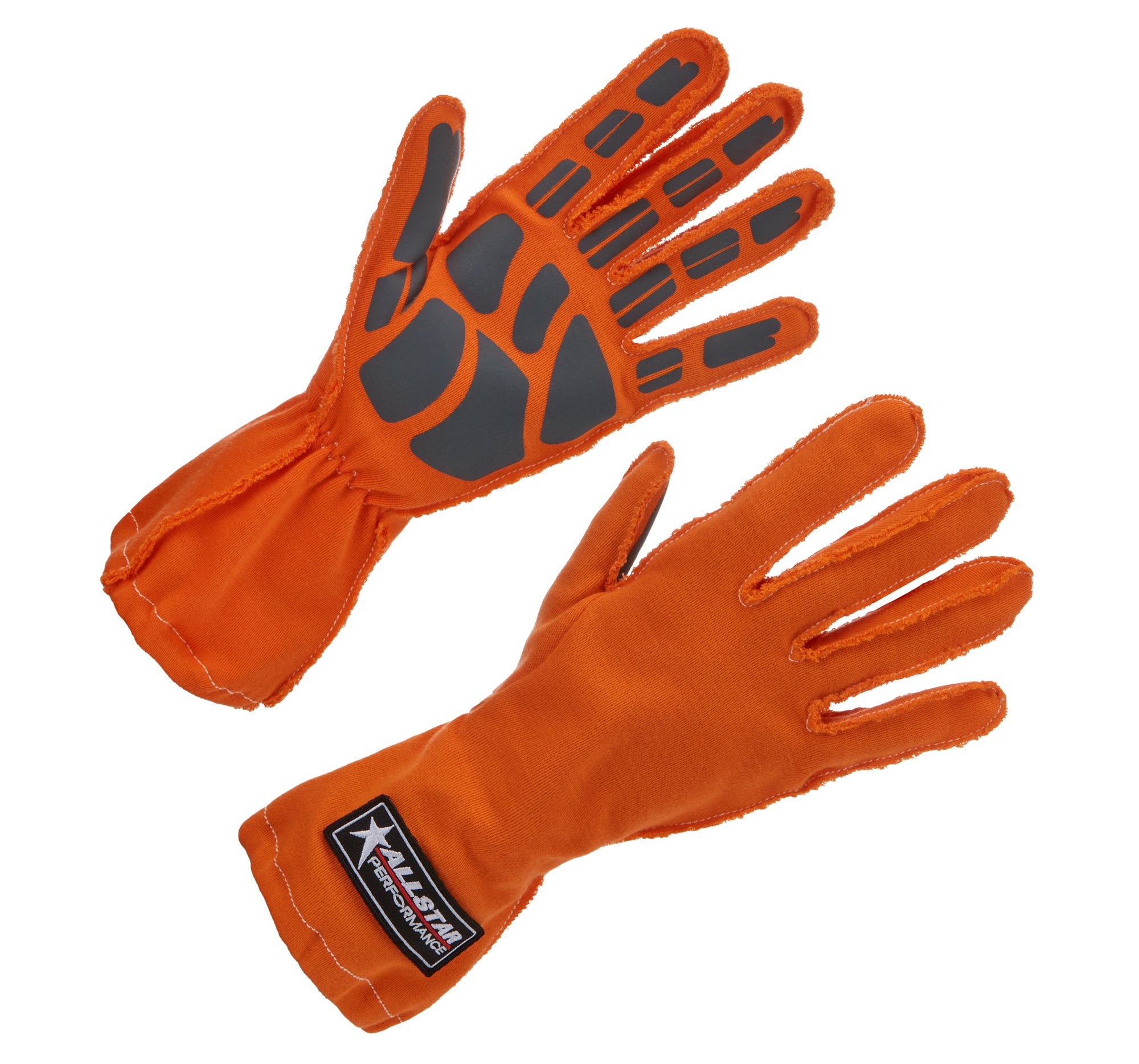 Allstar Performance ALL913044 Driving Gloves Non-SFI Outseam Large Orange and Gray Aramid Leather