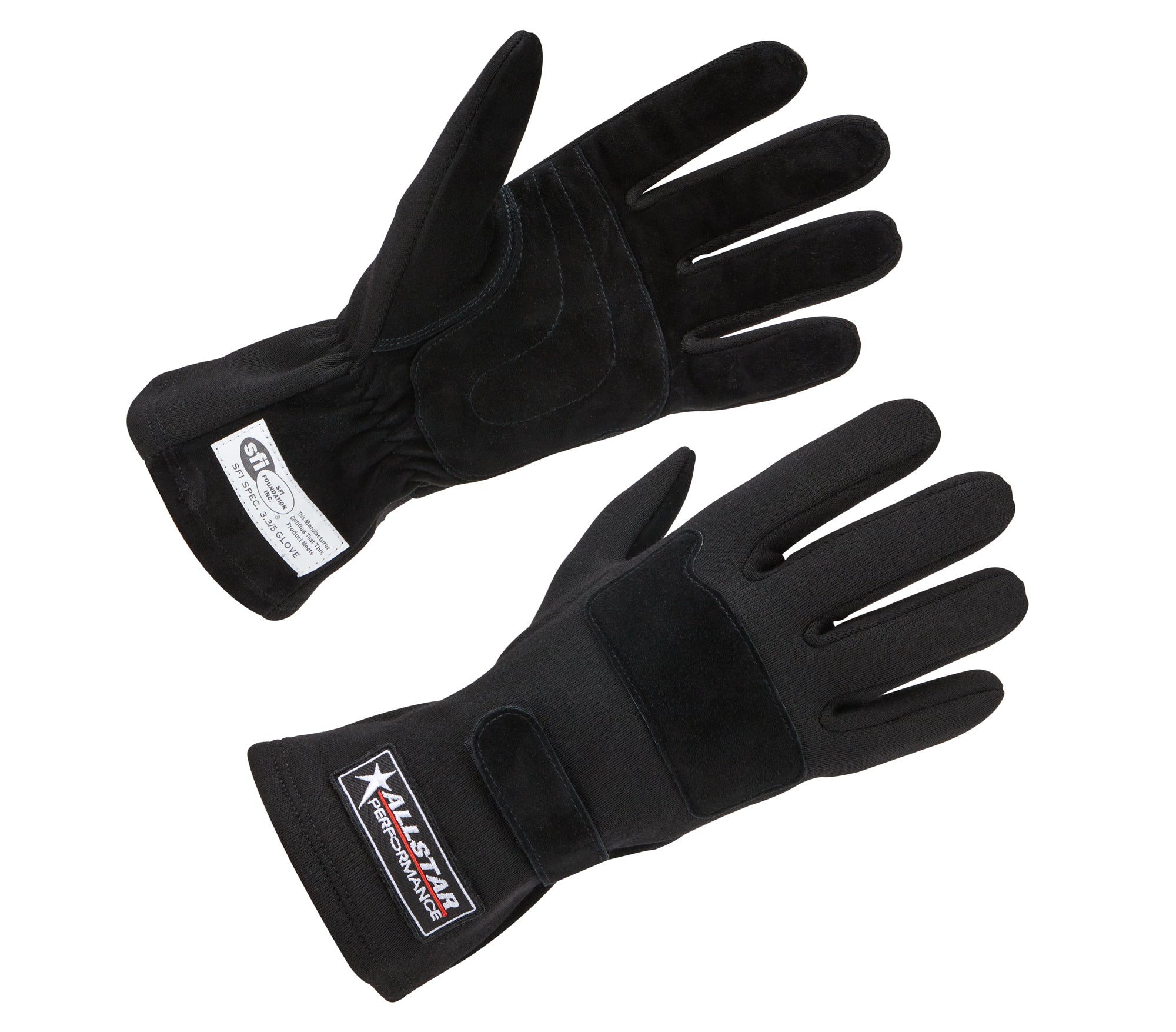 Allstar Performance ALL915016 Driving Gloves SFI 3.3/5 Double Layer Aramid and Suede Black 2X-Large Pair
