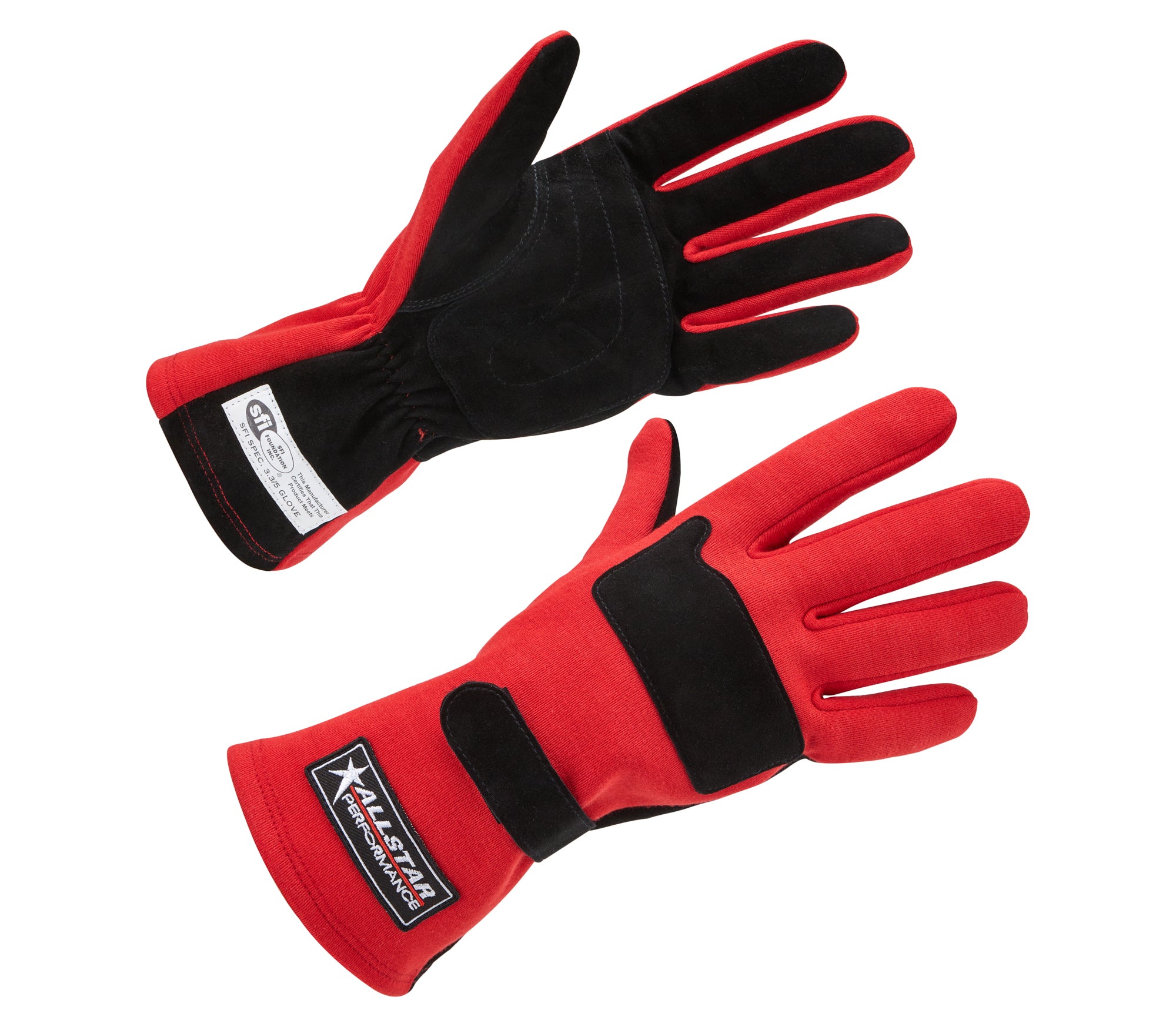 Allstar Performance ALL915072 Driving Gloves SFI 3.3/5 Double Layer Aramid and Suede Red Medium