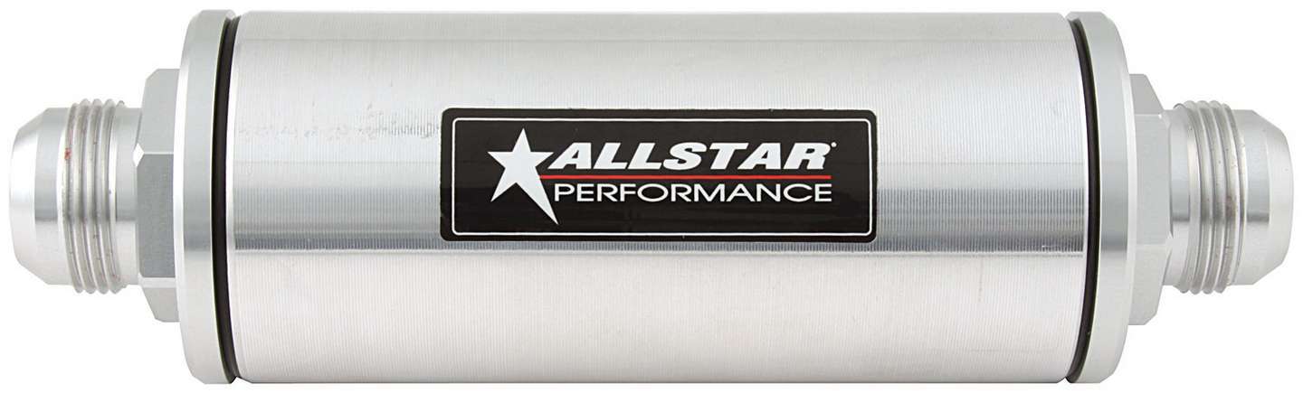 Allstar Performance ALL92040 Inline Oil Filter with 16AN Male Inlet and Outlet, Aluminum, Clear Anodized Finish