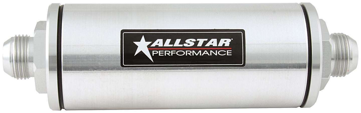 Allstar Performance ALL92041 Inline Oil Filter with 12AN Male Inlet and Outlet, Aluminum, Clear Anodized Finish