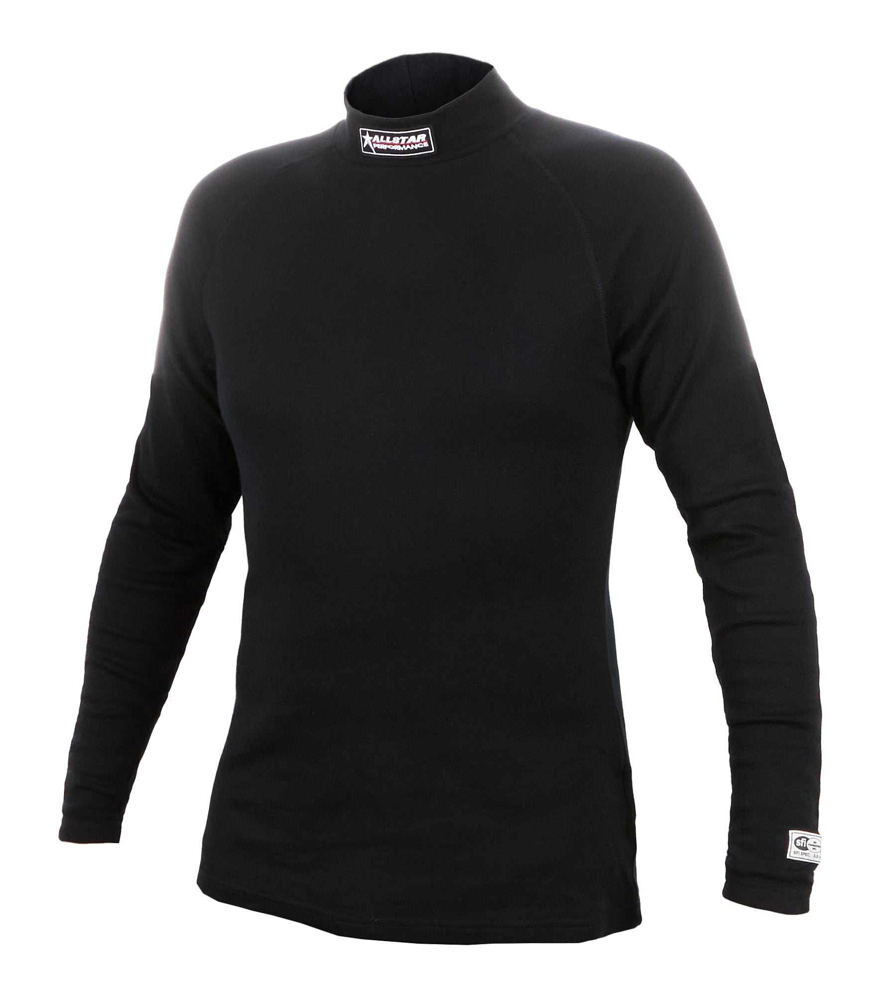 Allstar Performance ALL926115 SFI 3.3 Fire Retardant Underwear Top, Long Sleeve, High Collar, Black, X-Large