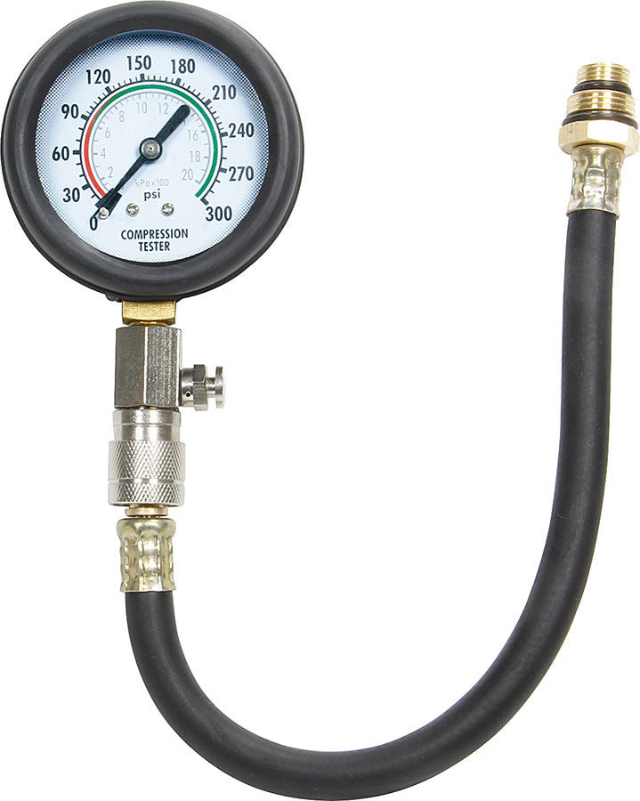 Allstar Performance ALL96520 Compression Tester Gauge, 0-300 psi, Mechanical, Analog, 2-1/2 Inch Diameter, White Face with Black Pointer