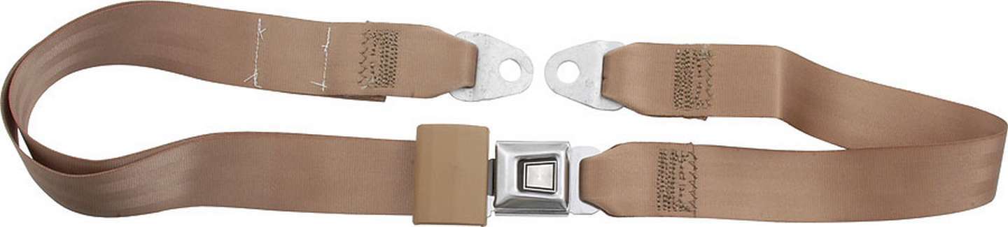 Allstar Performance ALL98113 Tan Lap Seat Belt with Push Button Buckle, Floor Mount, Polyester