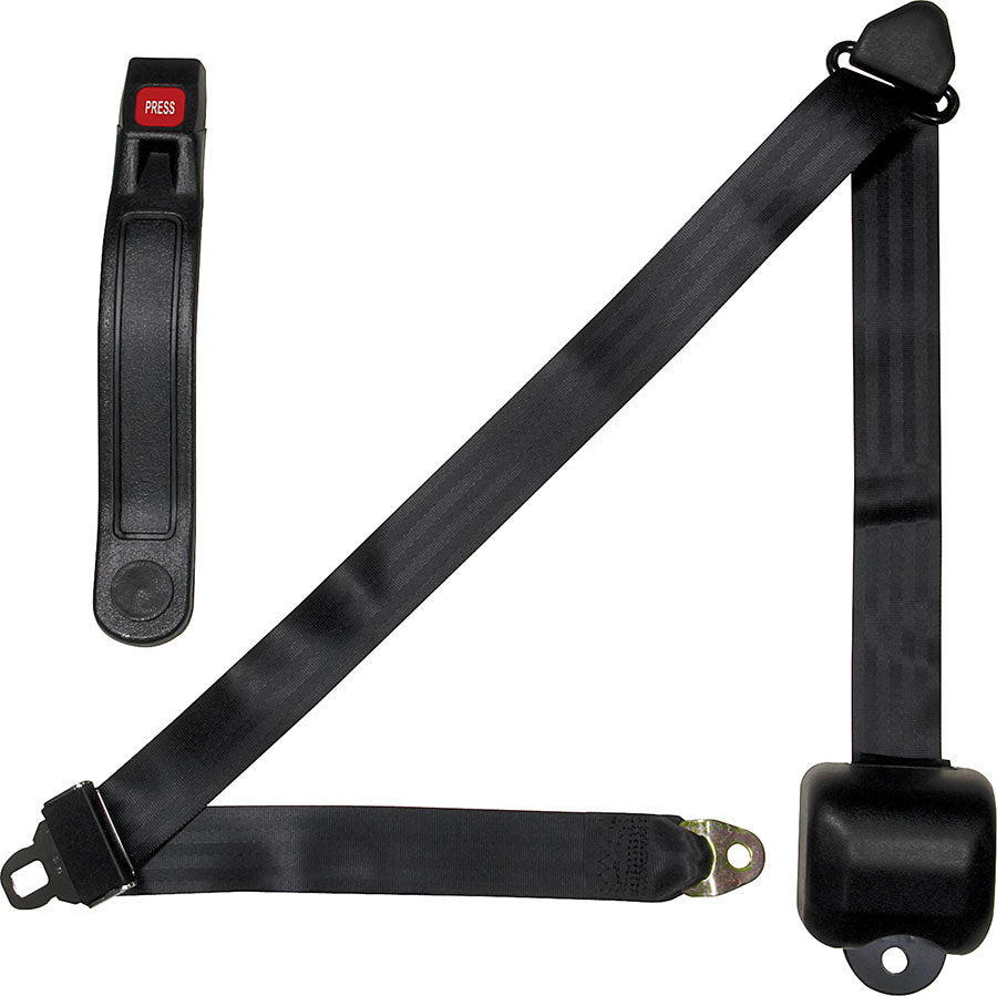 Allstar Performance ALL98115 Seat Belt Retractable 3-Point Black with Push Button Buckle