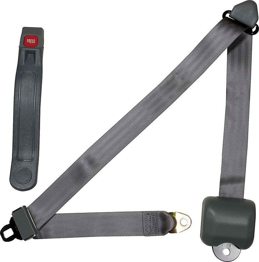 Allstar Performance ALL98116 Retractable 3-Point Seat Belt with Push Button Buckle, Gray