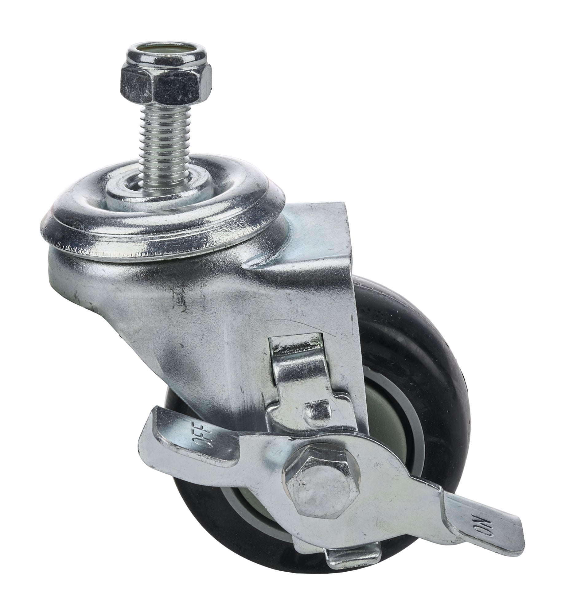 Allstar Performance ALL99437 Chassis Dolly Locking Caster Wheel, 1/2 Inch Stud, 3 Inch Rubber and Steel Wheel