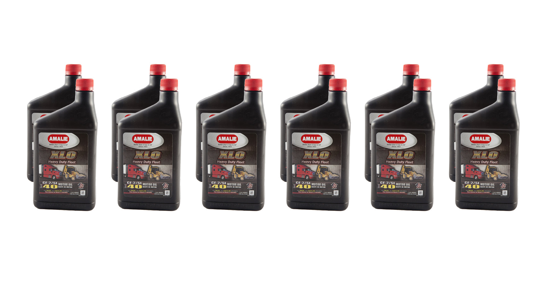 Amalie XLO Heavy Duty Fleet 40W Conventional Motor Oil, 1 Quart Bottles, Set of 12