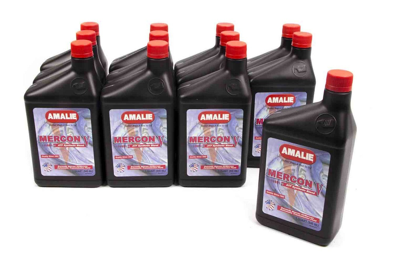 Amalie Mercon V ATF Synthetic Blend Transmission Fluid 1 Quart Bottles (Set of 12)