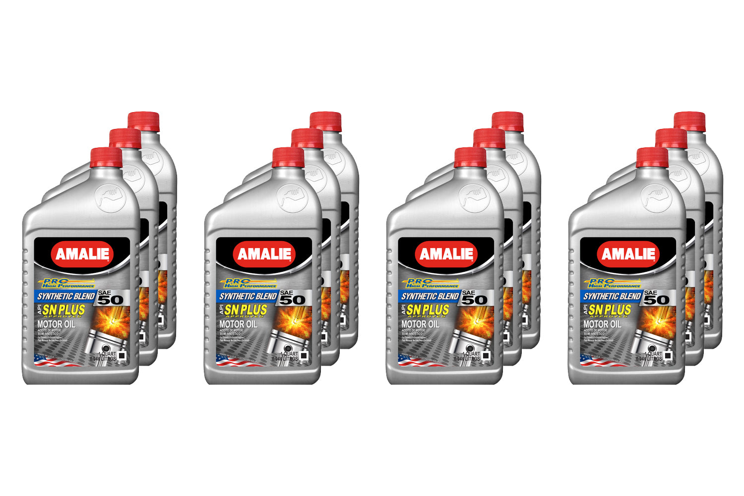 Amalie PRO High Performance Semi-Synthetic 50W Motor Oil Case of 12 - 1 Quart Bottles