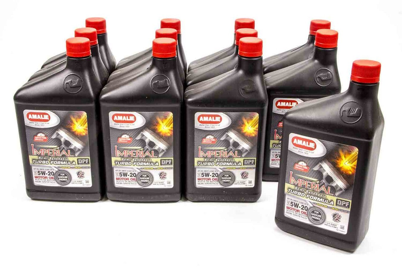 Amalie Imperial Turbo 5W20 Semi-Synthetic Motor Oil, 1 Quart Bottle, Pack of 12