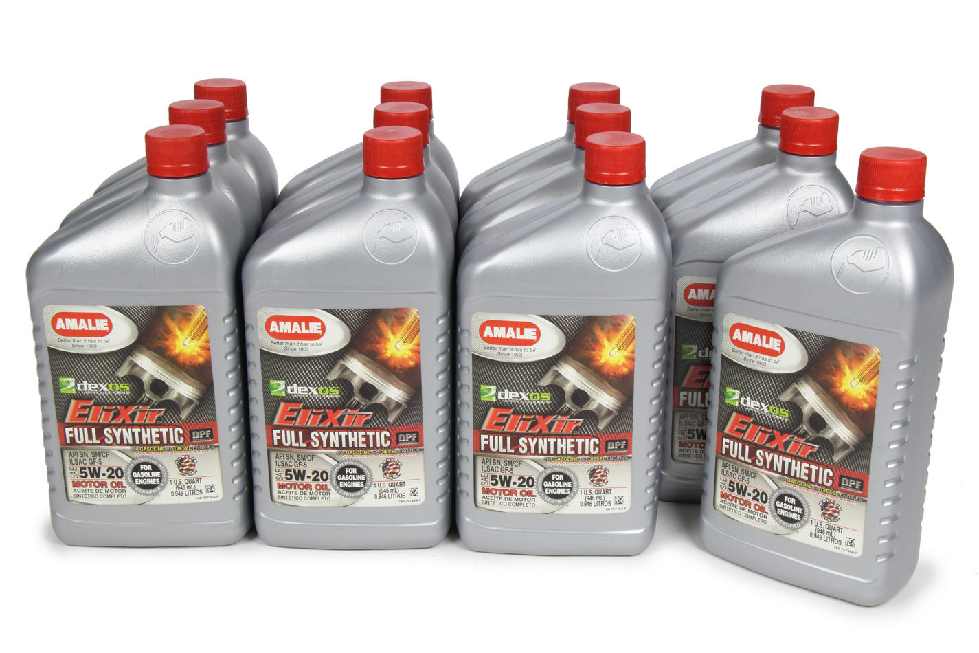 Amalie Elixir Full Synthetic 5W-20 Motor Oil Case of 12 1-Quart Bottles