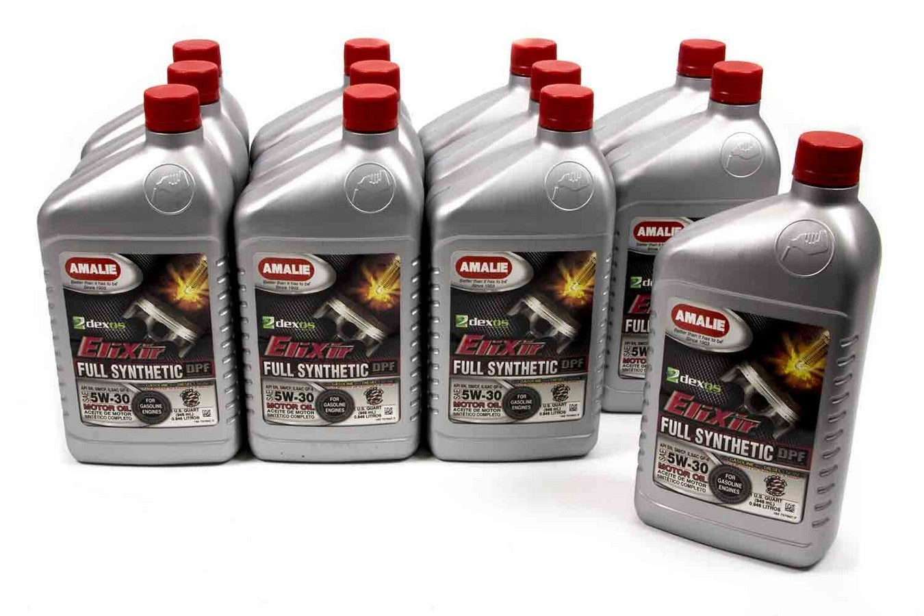 Amalie Elixir Full Synthetic 5W30 Motor Oil Case of 12 Quart Bottles