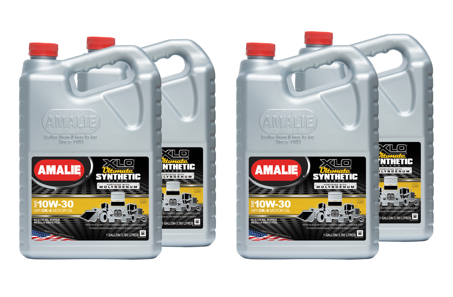 Amalie XLO Ultimate 10W30 Synthetic Blend Motor Oil - 1 Gallon Jug, Set of 4
