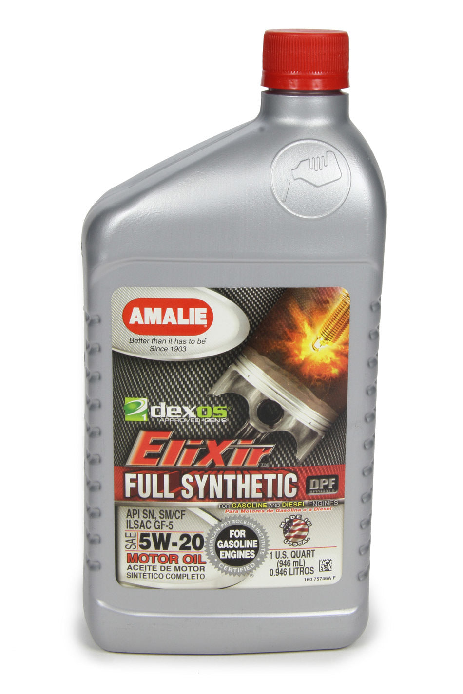 Amalie Elixir Full Synthetic 5W-20 Dexos1 Engine Oil, 1 Quart Bottle