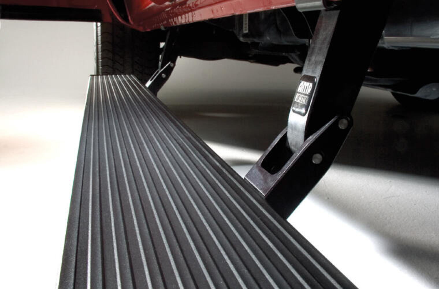 AMP Research Powerstep 76152-01A Power-Deploying Running Boards for Ford F-150 with Mount Kit, Aluminum, Black Anodized, Regular, Super, and Crew Cab