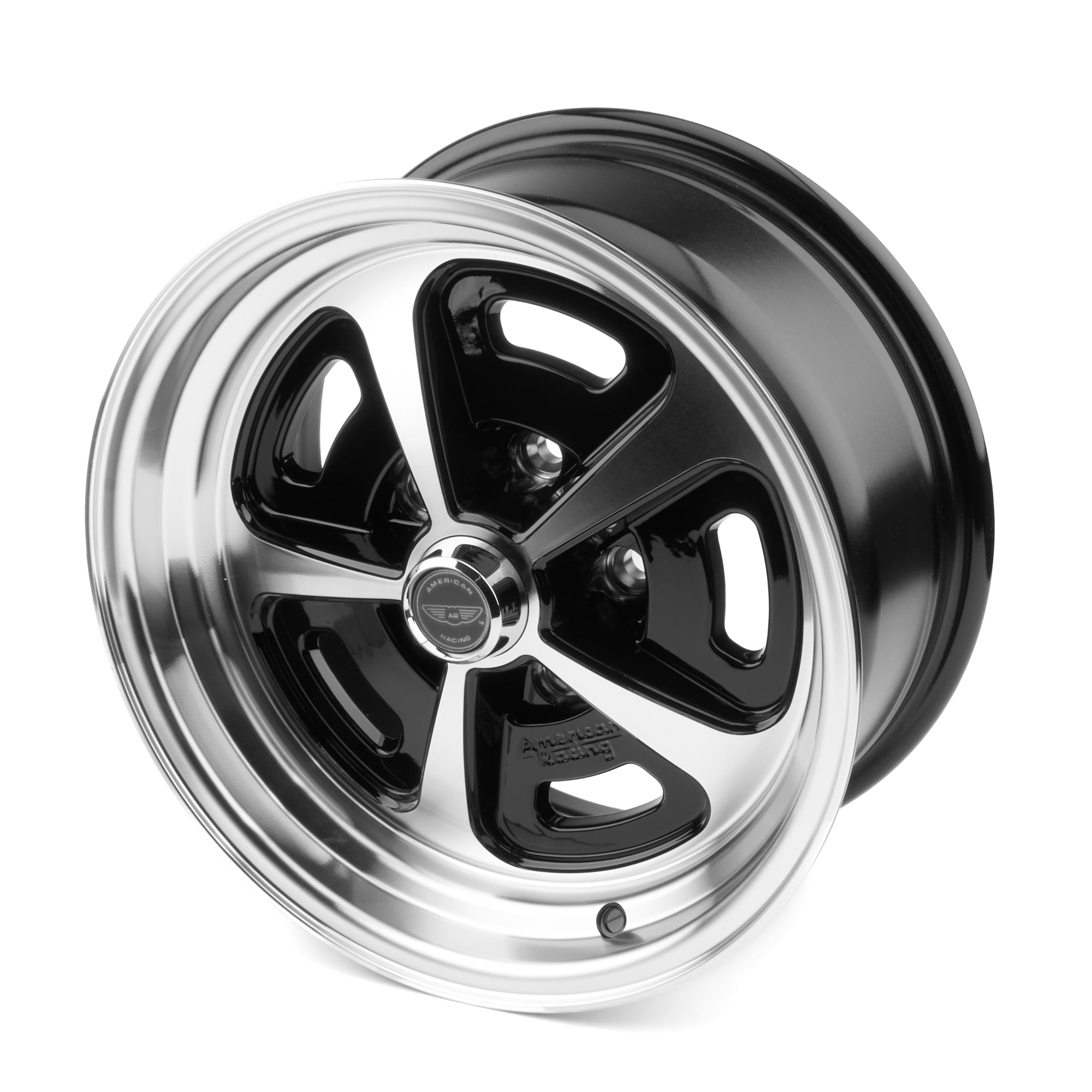 American Racing Wheels VN50157034500 15x7 500 Magnum Mono Cast Wheel with Machined Lip and Black Paint Finish