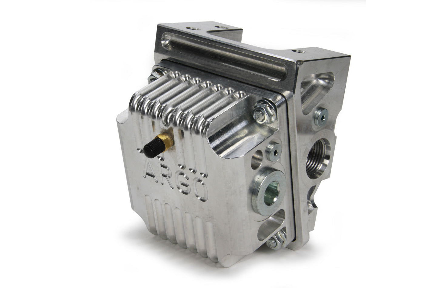 ARGO Manufacturing HPF301 Billet Remote Oil Filter Mount with Screen and 12 AN Fittings