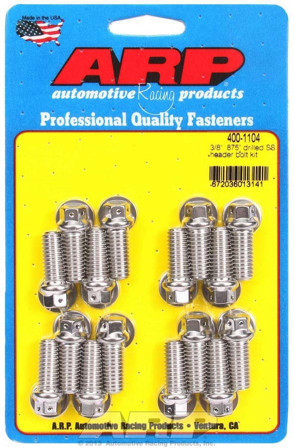 ARP Header Bolt Kit 400-1104 3/8-16 x 0.875 Inch Stainless Steel Hex Head for Big Block Chevy, Set of 16