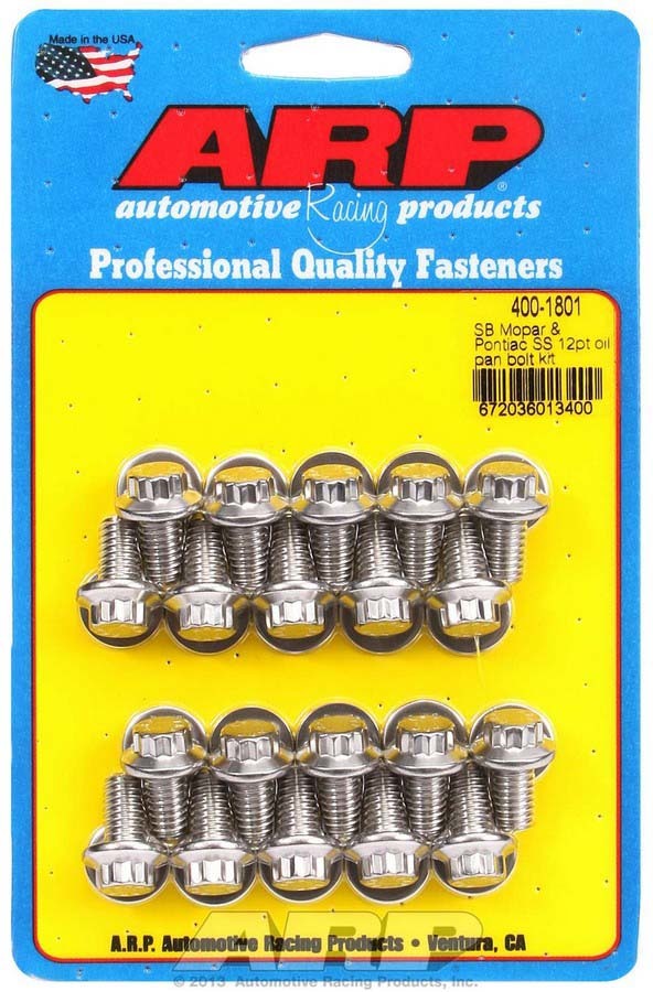 ARP S/S Oil Pan Bolt Kit 400-1801 with 12 Point Head for Mopar V8 Engines