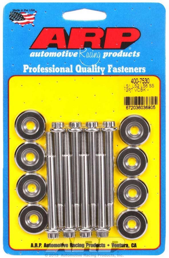 ARP LS1 LS2 Valve Cover Bolt Kit 6mm x 1.00 Thread, 2.76 Inch Length, 12 Point Head, Stainless Steel Polished Finish