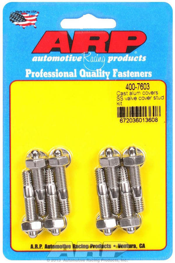 ARP Valve Cover Stud Kit 400-7603 with 1/4-20 Inch Thread and 1.5 Inch Length, Stainless Steel, Polished Finish, Set of 8