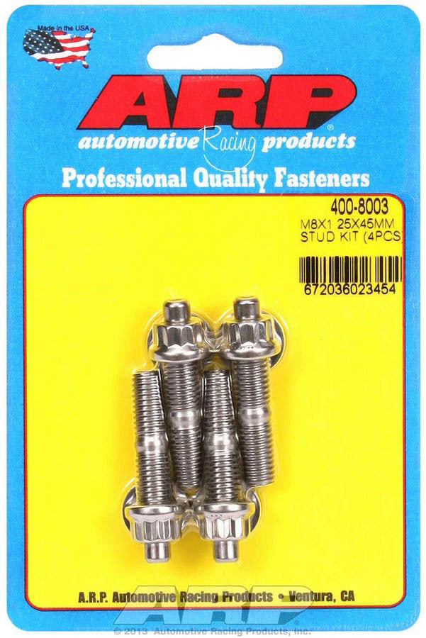 ARP M8 x 1.25 Inch Stainless Steel Stud Kit with 12 Point Nuts, 1.75 Inch Length