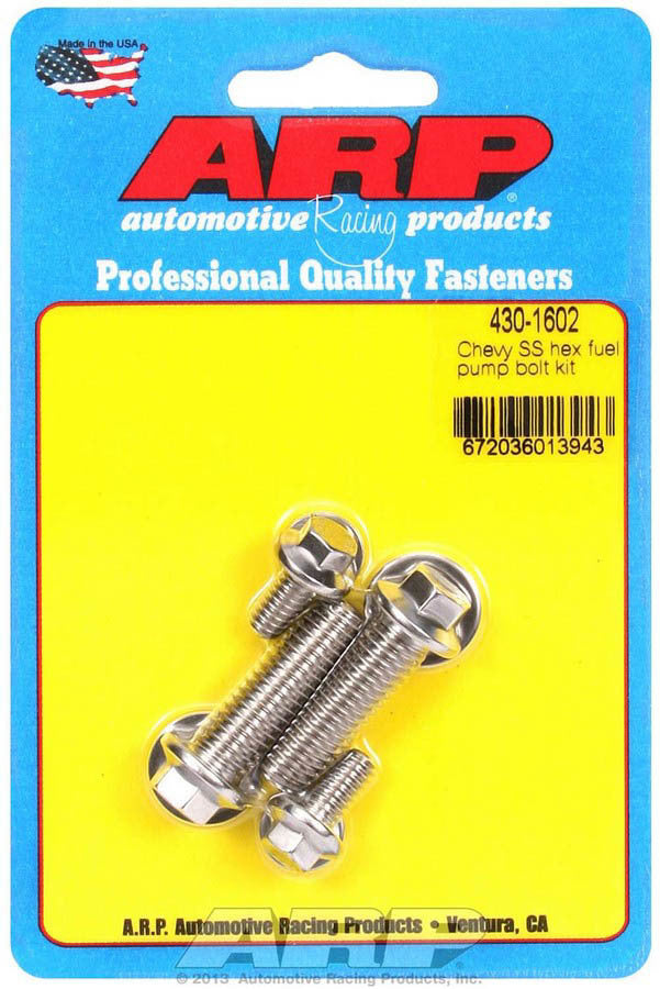 ARP S/S Chevy Fuel Pump Bolt Kit 6pt, Stainless Steel, Polished Finish for V8 Engines
