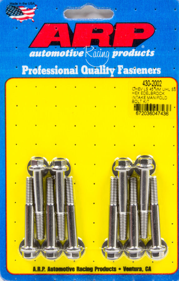 ARP 430-2002 Intake Manifold Bolt Kit for GM LS-Series with Edelbrock Intake, Stainless Steel, Hex Head