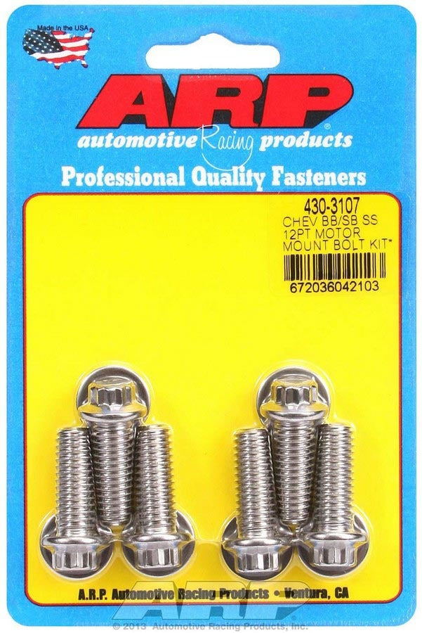 ARP 430-3107 Motor Mount Bolt Kit with 12-Point Head for Chevy V6 and V8 Engines