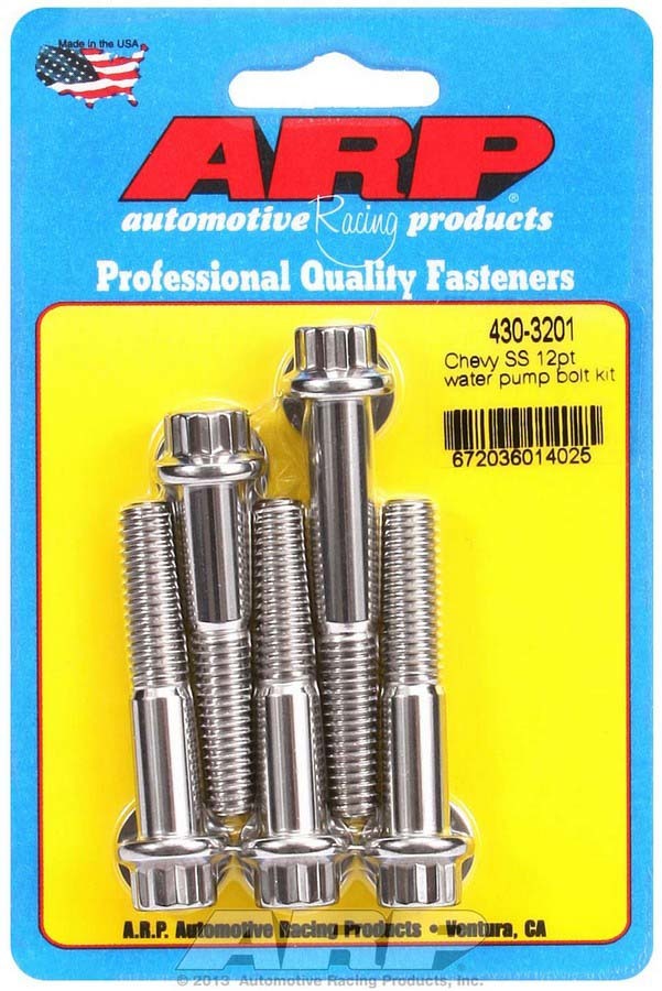 ARP Water Pump Bolt Kit for Chevy V8, Stainless Steel, 12-Point Head, Polished Finish