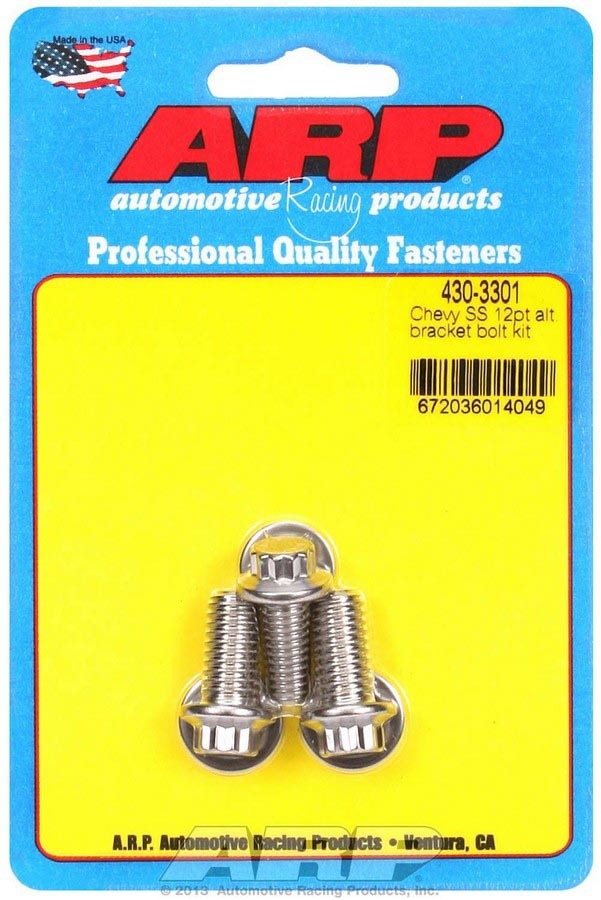 ARP 430-3301 Stainless Steel Chevy V8 Alternator Bracket Bolt Kit with 12-Point Heads