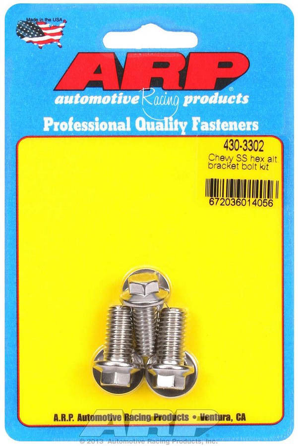 ARP 430-3302 Stainless Steel Chevy V8 Alternator Bracket Bolt Kit with Hex Heads