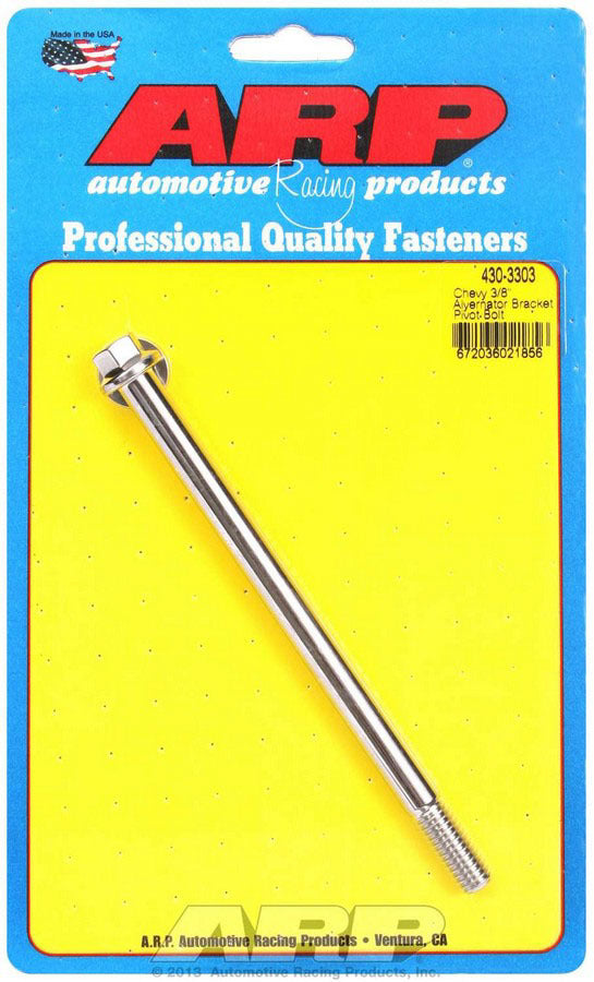 ARP 430-3303 Alternator Pivot Bolt Kit for Chevy V8, 3/8 Inch Diameter, Stainless Steel, Polished Finish