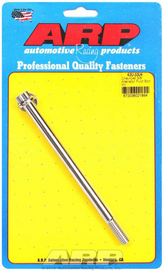 ARP Alternator Pivot Bolt Kit for Chevy V8 3/8 Inch Diameter Stainless Steel 12 Point Head