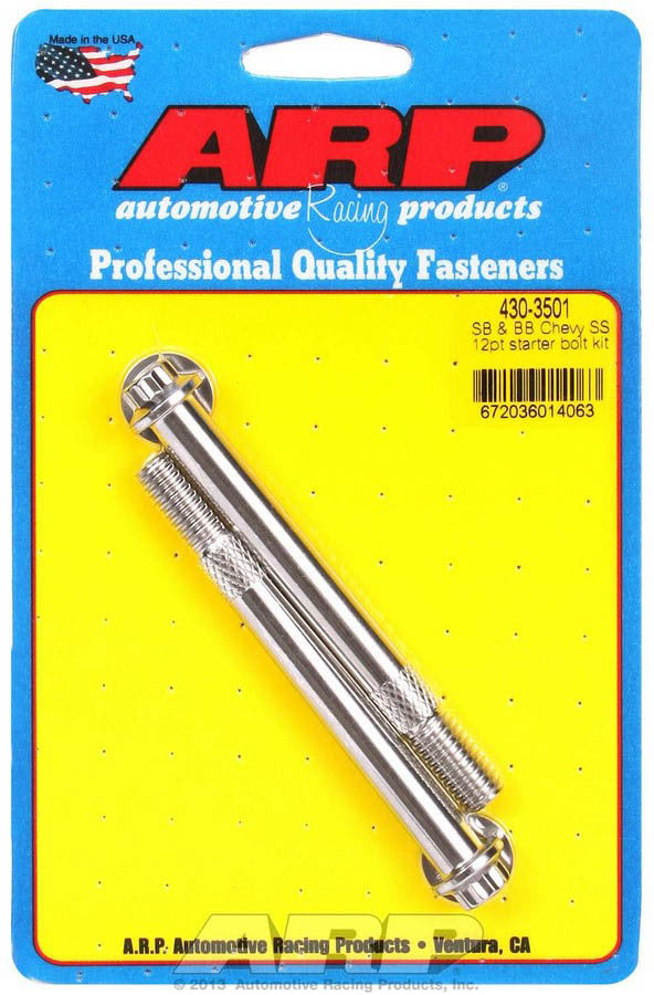 ARP 430-3501 Stainless Steel Starter Bolt Kit with 12-Point Head, Standard Length, 3.7 Inches, Polished Finish