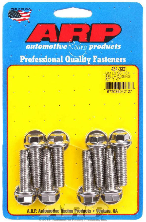 ARP Bellhousing Bolt Kit 434-0901 for GM LS-Series Engines, 10mm x 1.50 Thread, 1.375 Inch Length, Stainless Steel, Polished Finish