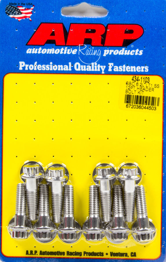ARP Header Bolt Kit 434-1103 for GM GenV LT-Series 6.2L, Stainless Steel, 12 Point Head, Polished Finish