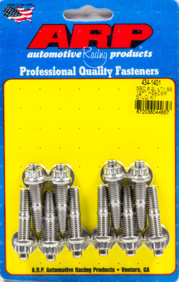 ARP Header Bolt Kit for GM LT1 6.2L with 8 mm x 1.25 Thread, 1.75 Inch Length, 12 Point Head, Stainless Steel, Polished Finish