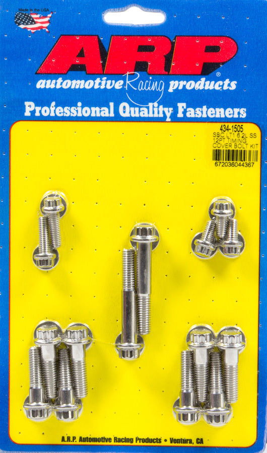 ARP Timing Cover Bolt Kit for GM LT1 6.2L, 12 Point, Stainless Steel, Polished Finish