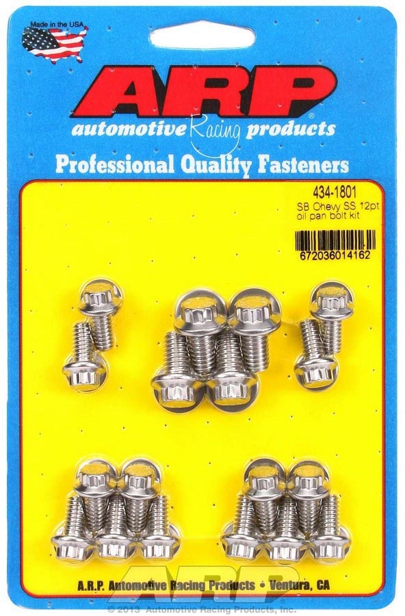 ARP SBC S/S Oil Pan Bolt Kit 12 Point Head Stainless Steel with 2-Piece Cork Gasket