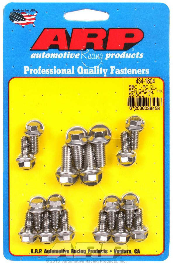 ARP SBC 434-1804 Stainless Steel Oil Pan Bolt Kit with Rubber Gasket for Small Block Chevy